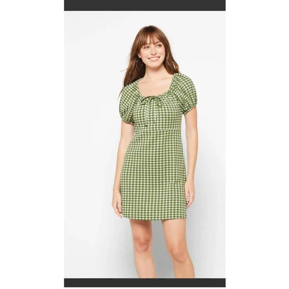 Madewell Jacquard Puff-Sleeve Mini Dress Gingham Check - Picture 11 of 12